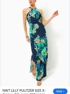 Lilly Pulitzer Orla Maxi Dress, Navy Blue Floral